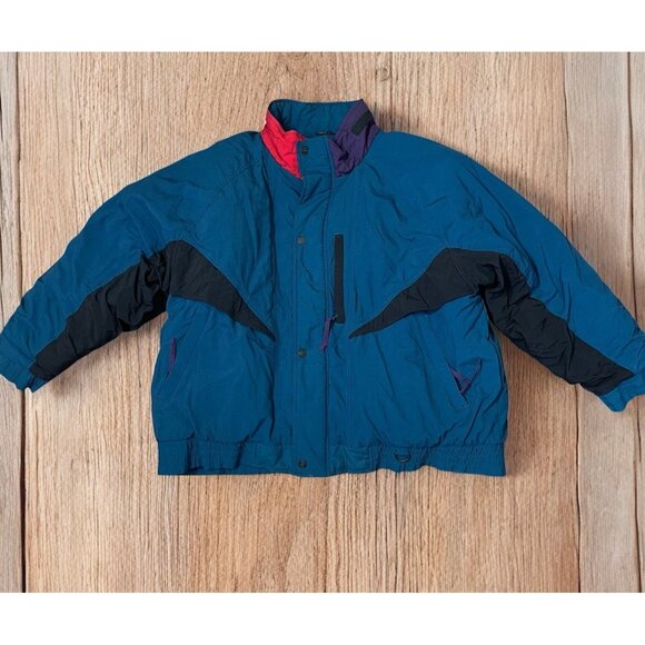 Vintage Bomber Jacket Mens 3XL Big Color Block Field  & Stream Taiwan 80s 90s - Picture 1 of 8